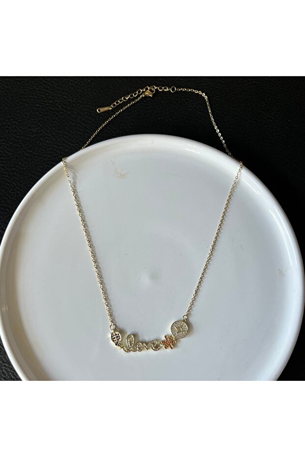 14k Çelik Love Kolye - 2