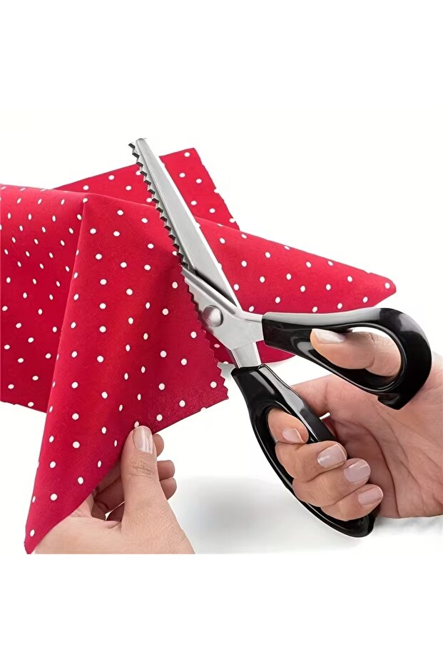 1st Class Steel Silicone Handle Overcast Zigzag Cutting Scissors (230mm)