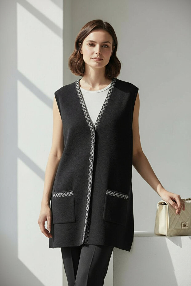 Large Size Patterned Sleeveless Mother's Vest