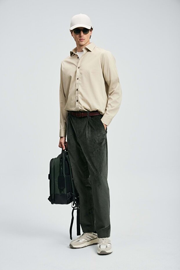 112010686 Ferla Basic Shirt Regular Fit Ανδρικό πουκάμισο ΜΠΕΖ - 5