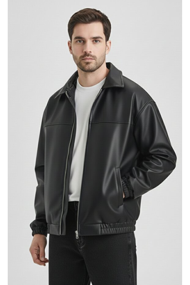 Oversize Erkek Deri Ceket - 3
