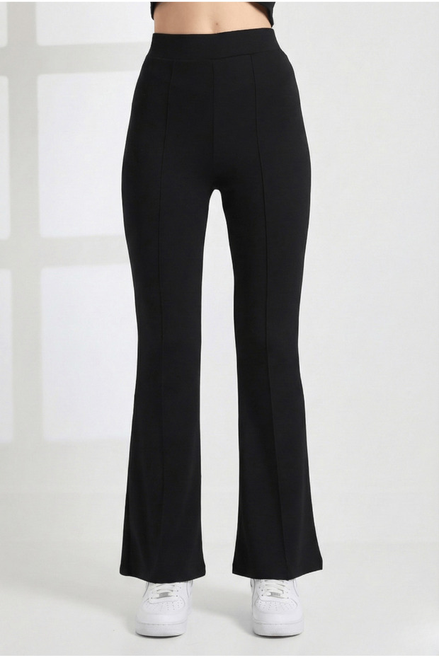 Women's Flared Front Ribbed Modal Fabric High Waist L Stretch Fabric t Shaping / Sculpting Pants Leggings