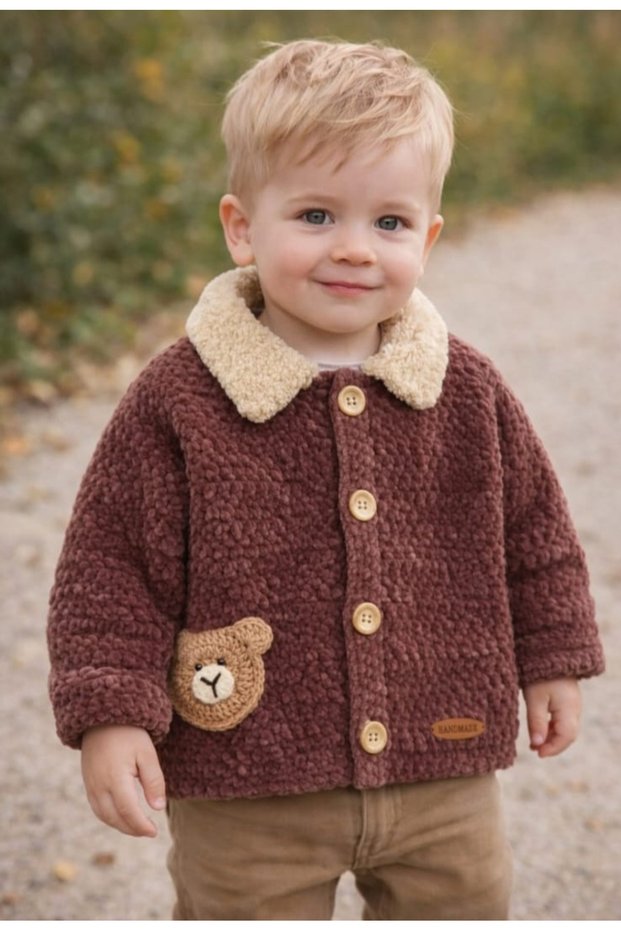 Hand Knitted Velvet Children's Cardigan>Baby Clothing>Mother&Baby>Hand Knitted>Baby Room