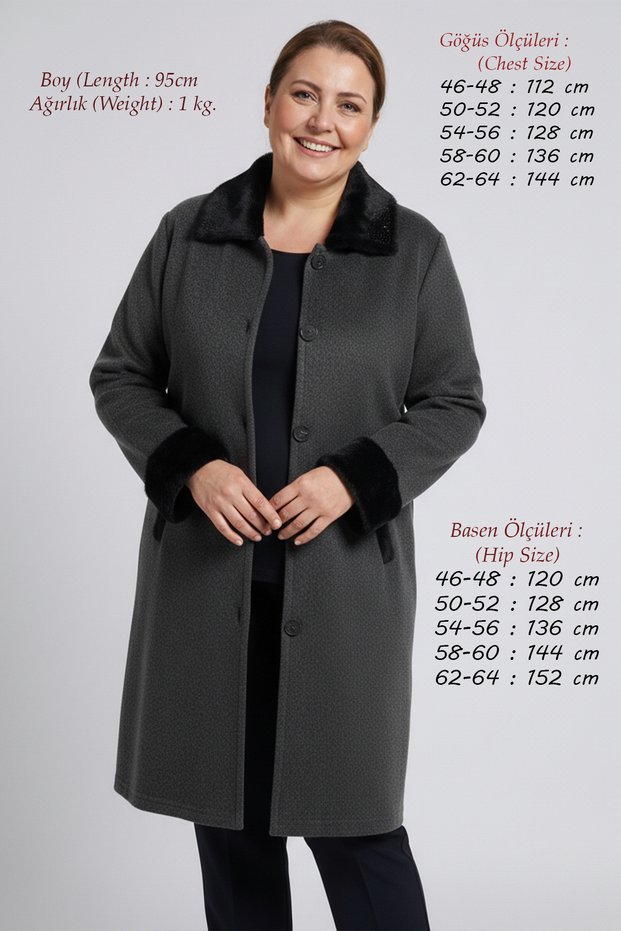 Knitwear Women's Thick Steel Knit Cap Oversized Unlined Plus Size Mother Winter Furry and Stone Long Cardigan