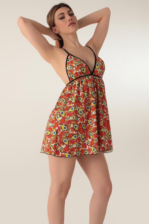 Patterned Mini Sling Nightgown - 7