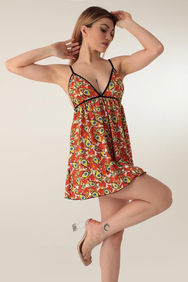 Patterned Mini Sling Nightgown - 3