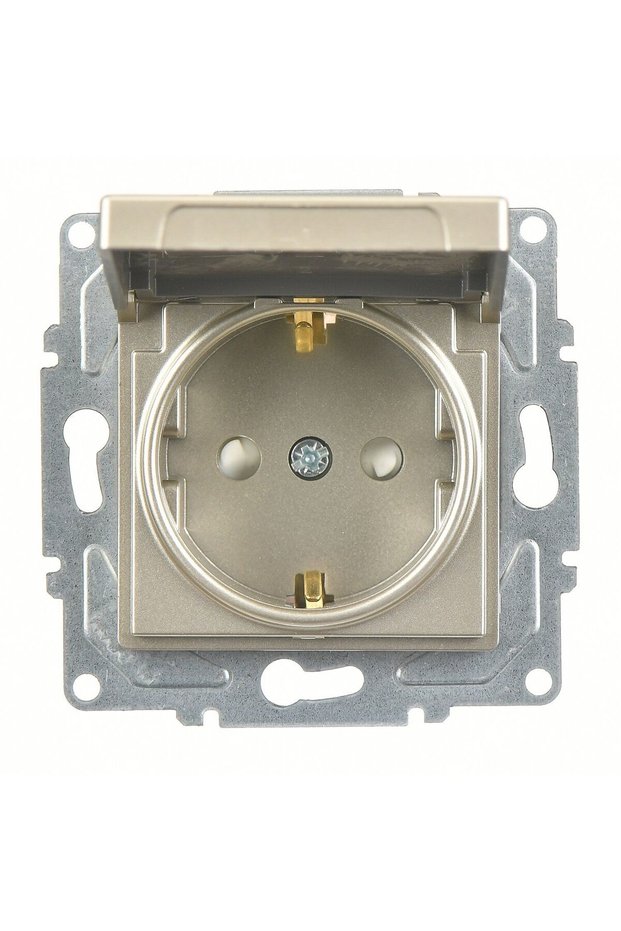 Eqona Metallic Beige Child Protected Covered Grounded Socket Mechanism