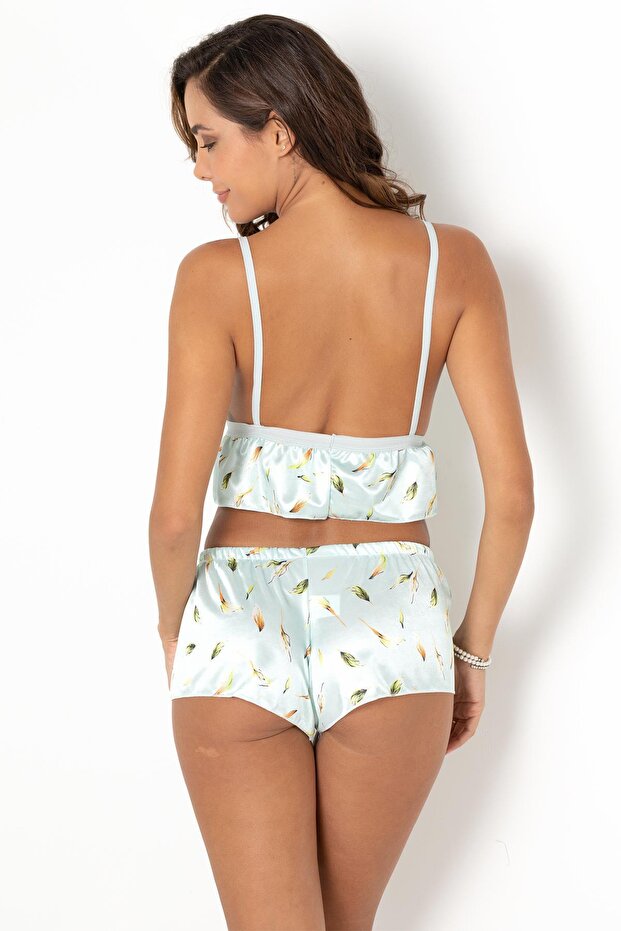 طقم شورت بحمالات منقوشة - 6