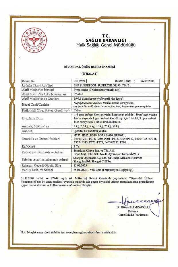 SPP Superchlor 90 TB %90 Tablet Klor 1 KG Havuz Kimyasalı - 2