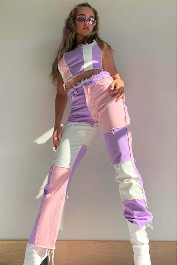 Patchwork Renki Jeans - 1