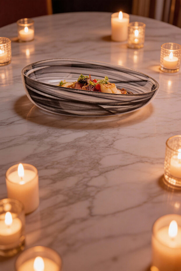 طبق أسود من الألباستر هيلز مقاس 28 سم