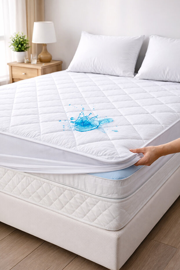 Prošívaná, plně obepínající, voděodolná ochrana matrace ze 100% bavlny - 1