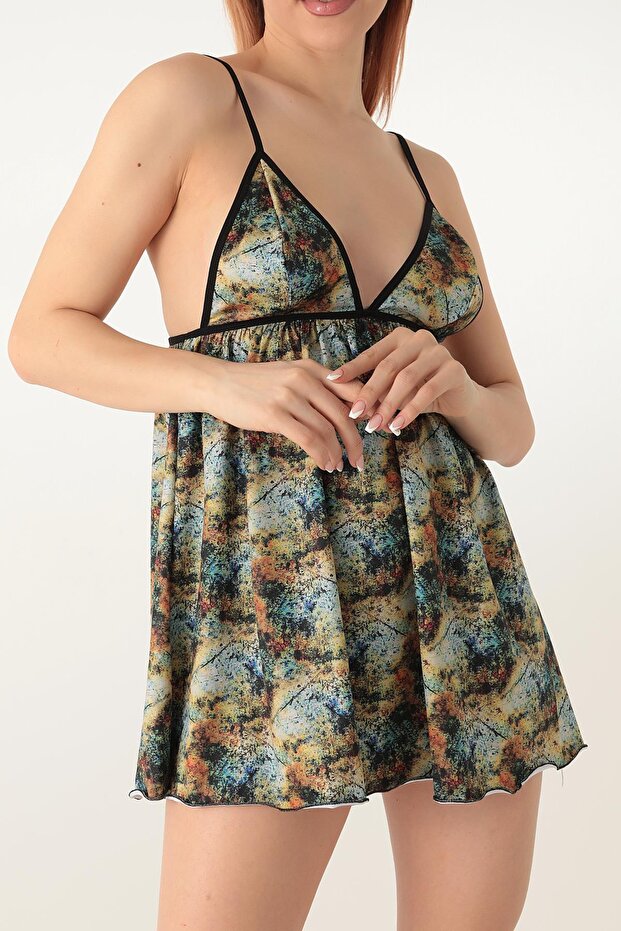 Hanging Patterned Mini Nightgown - 3