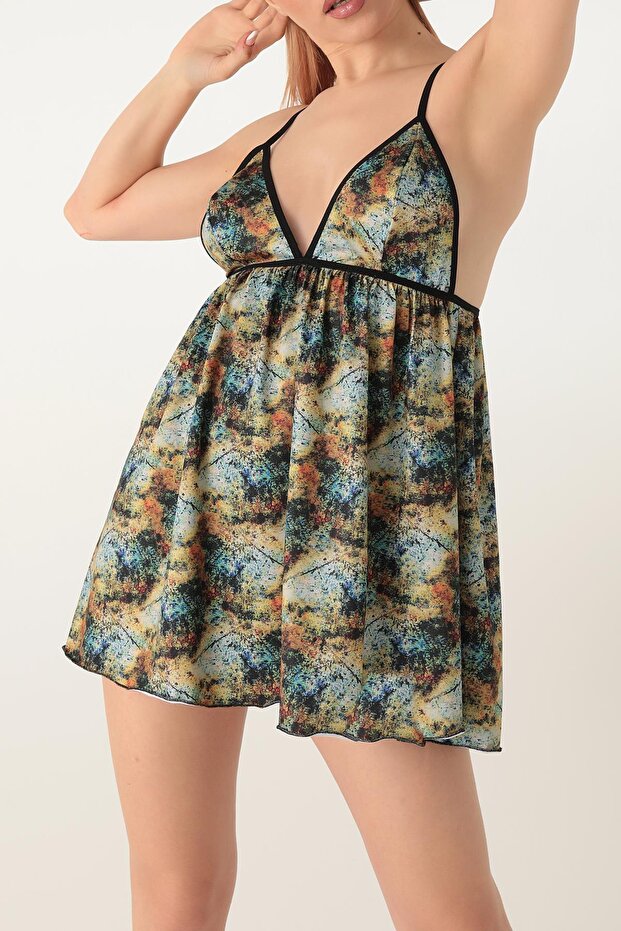 Hanging Patterned Mini Nightgown - 8