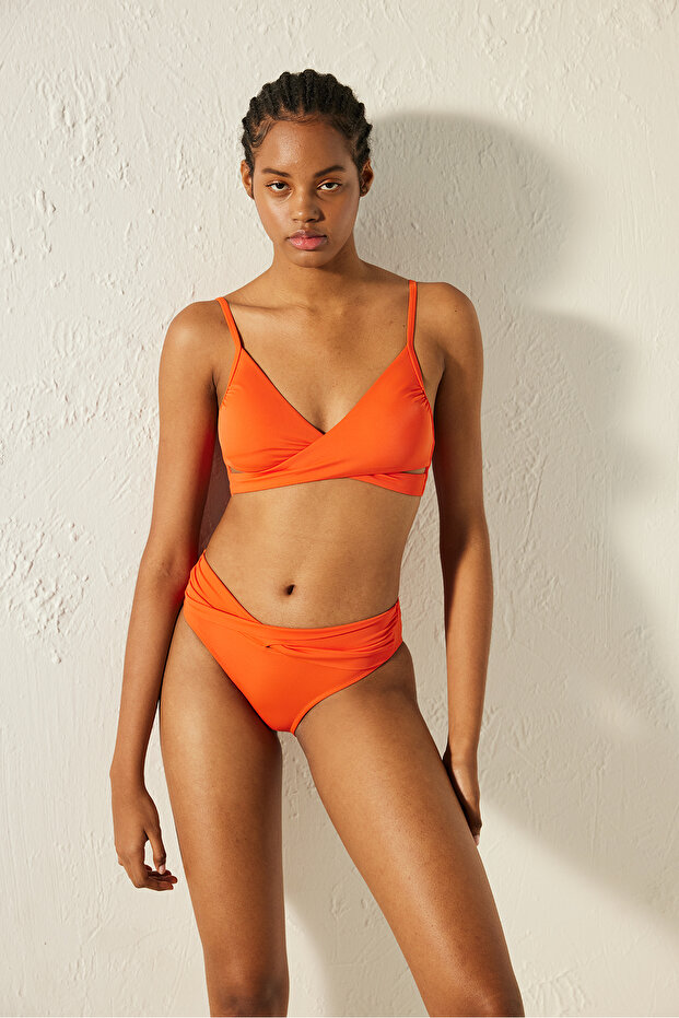 Basic Wrappy Turuncu Bikini Üstü - 3