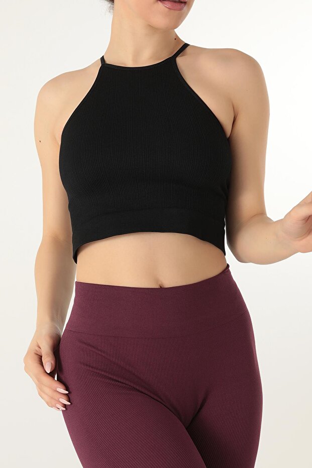 Seamless Örme Halter Yaka Büstiyer - 7
