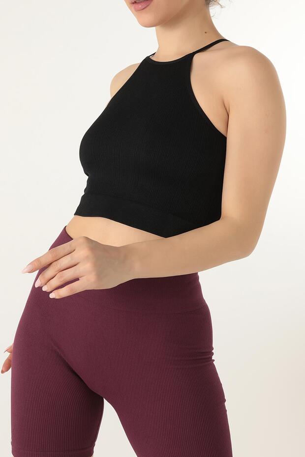 Seamless Örme Halter Yaka Büstiyer - 8