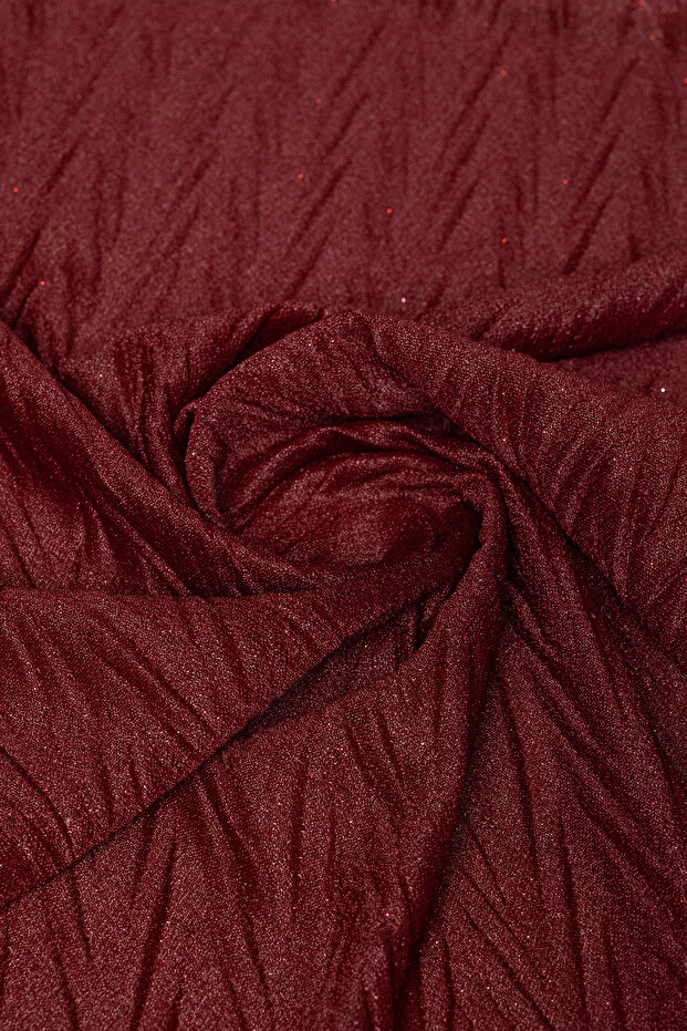 Violet Zigzag Pleated Burgundy Glitter Tulle