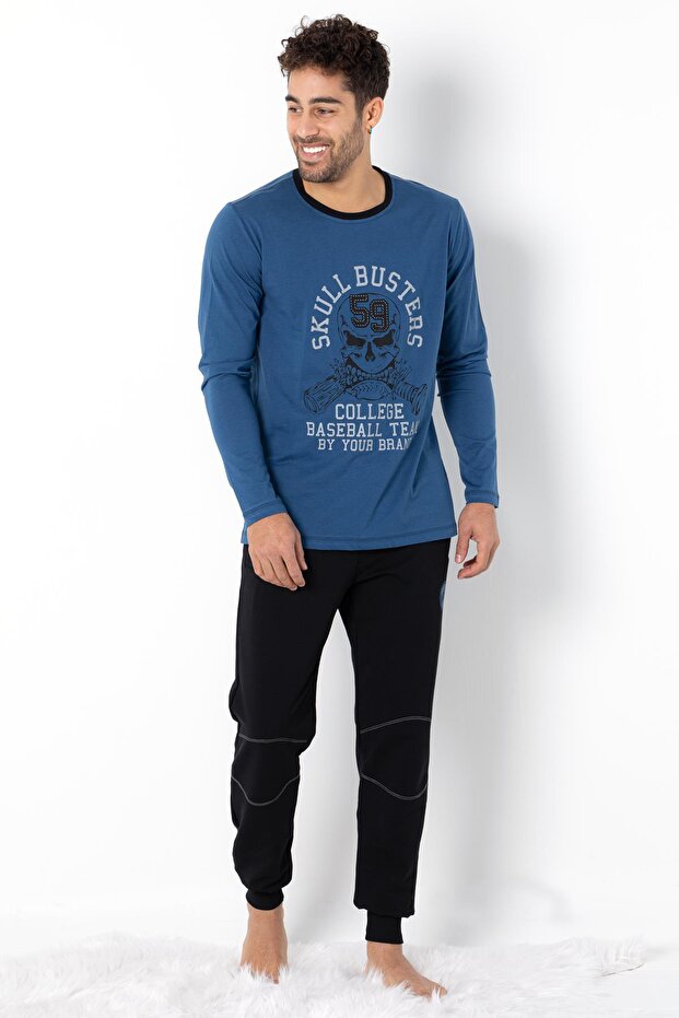 طقم بيجامة قطنية للرجال من Homewear مع جيوب