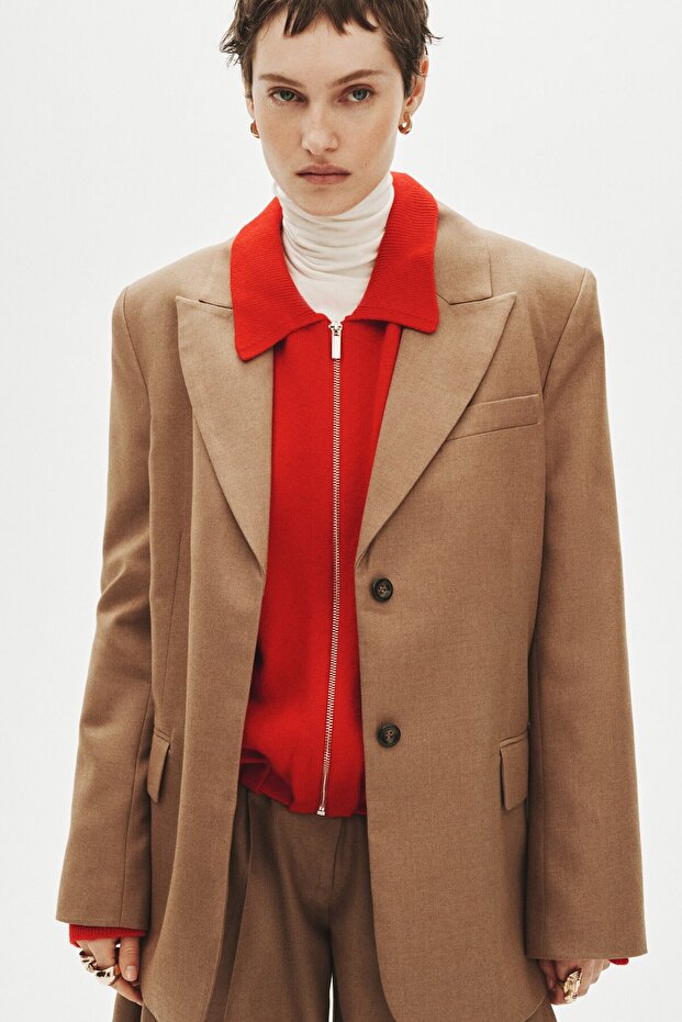 Fermuarlı Oversize Hırka - 2