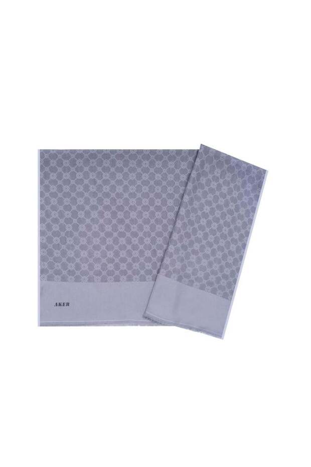Elegance Monogram Şal - 1090100-971 - Gri - 3