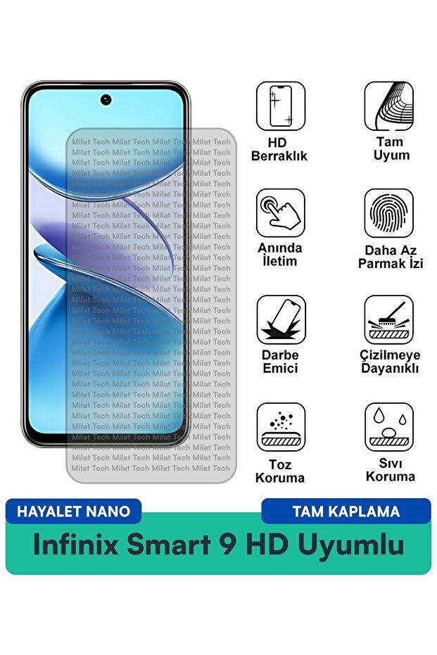 Infinix Smart 9 HD Hayalet Nano طبقة حماية للشاشة هيكل رقيق ومرن ومضاد للخدش