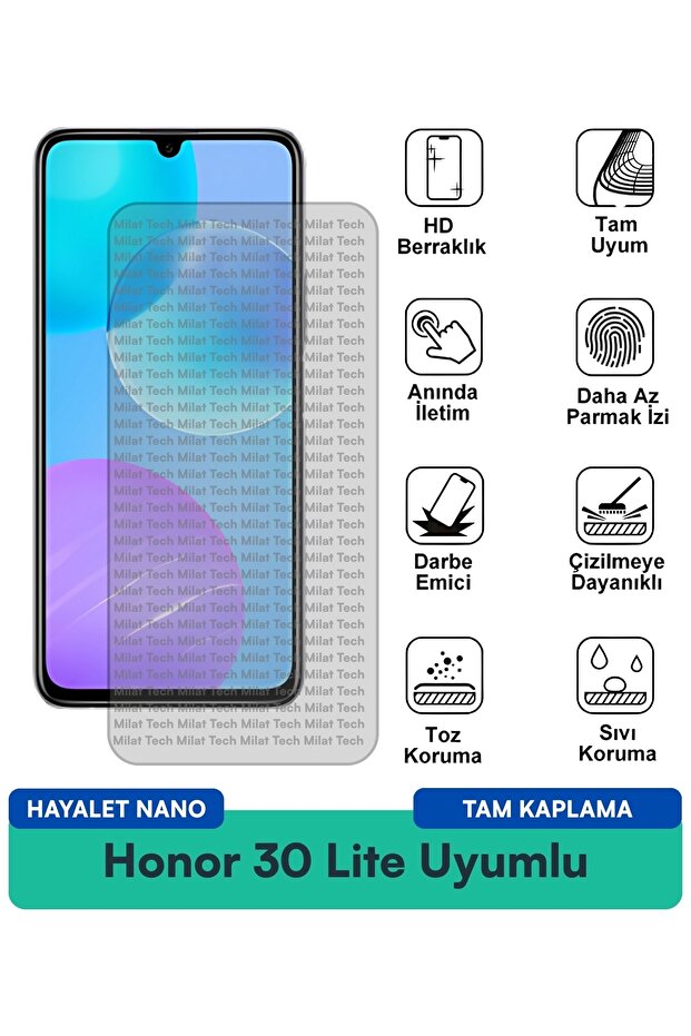 فيلم حماية الشاشة Honor 30 Lite Hayalet Nano ذو تصميم نحيف وحساسية كاملة
