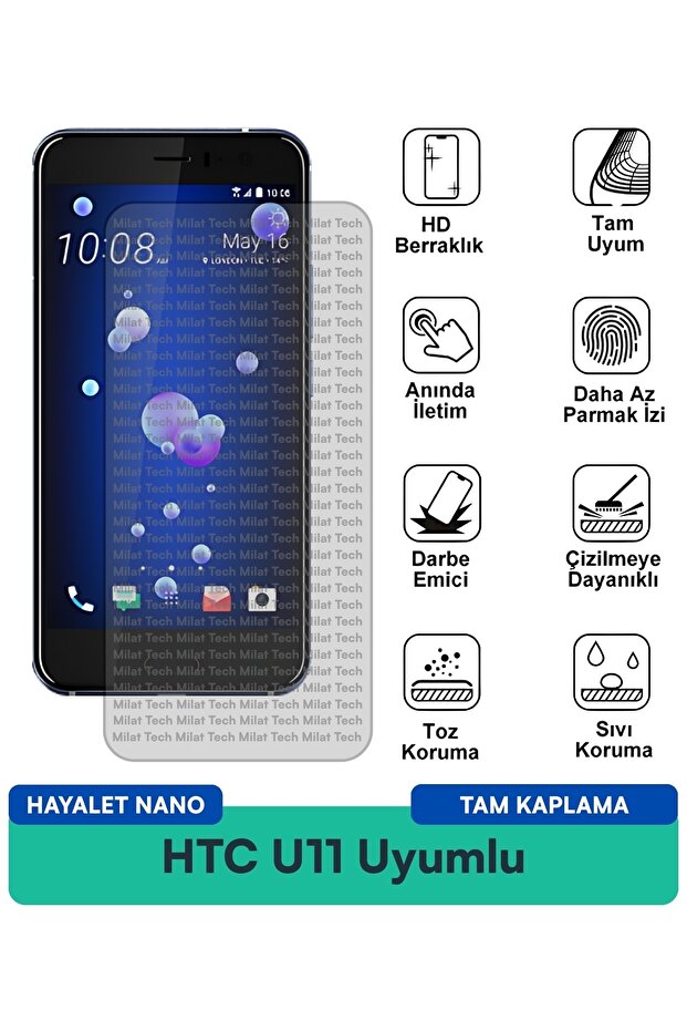 واقي شاشة HTC U11 Ghost Nano مقاوم للخدوش والصدمات