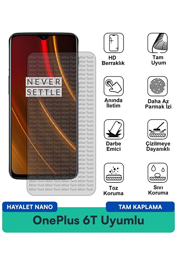 طبقة حماية للشاشة من OnePlus 6T Hayalet Nano، سطح مرن ممتص للصدمات