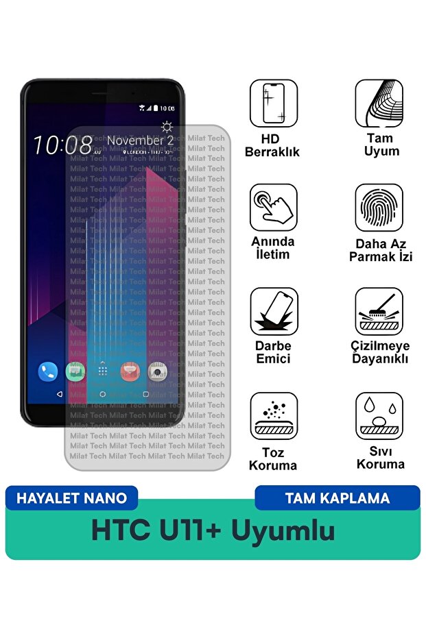 واقي شاشة HTC U11+ Hayalet Nano مقاوم للخدوش والصدمات
