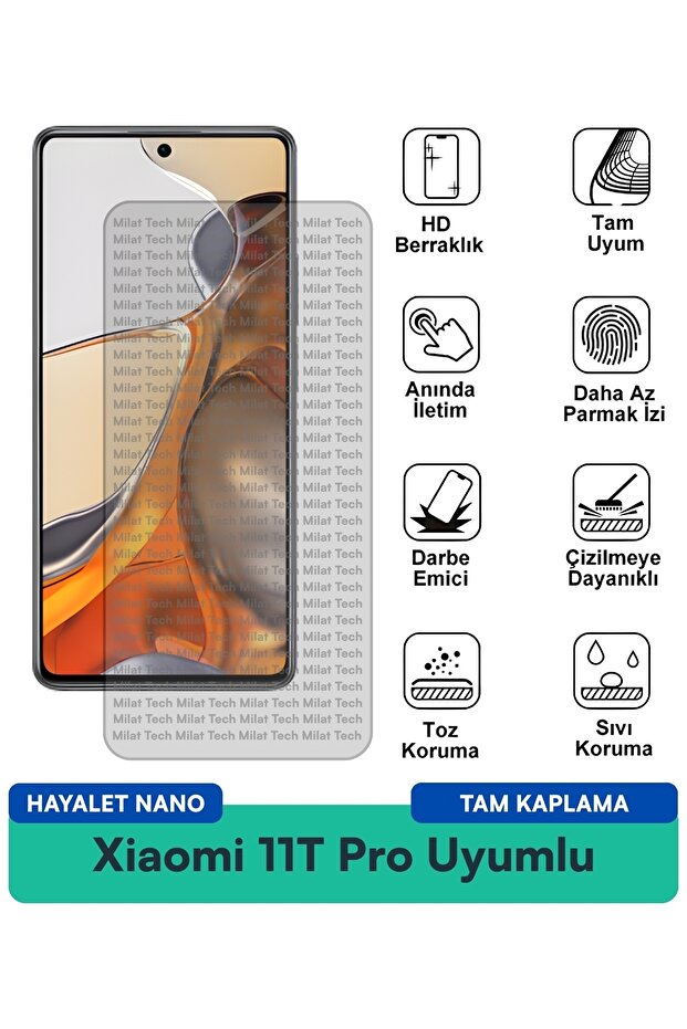 Xiaomi 11T Pro Hayalet Nano طبقة حماية للشاشة ذات سطح محمي للخصوصية