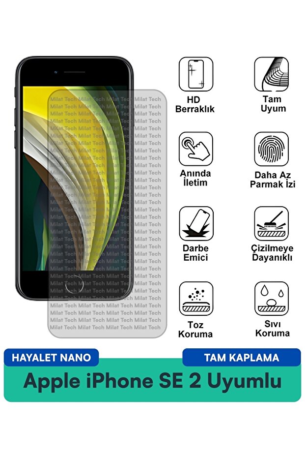 تطبيق عملي لفيلم حماية الشاشة Apple iPhone SE 2 Ghost Nano بدون فقاعات