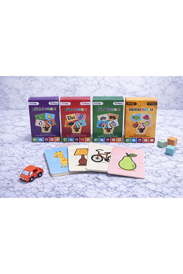 ByMeyla 64 Parça Eşyalar,Taşıtlar,Meyveler,Hayvanlar Alemi Zeka Geliştirici Eğitici Puzzle Seti