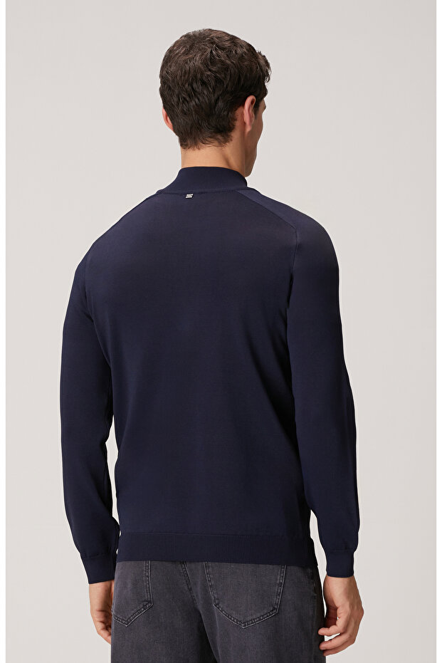 Lacivert Fermuarlı Kazak - 5