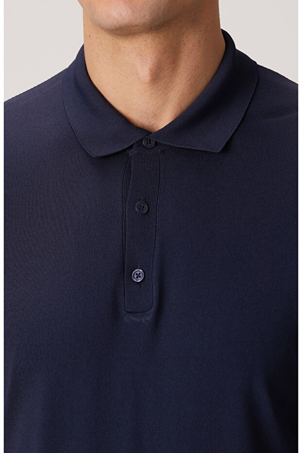Lacivert Polo Yaka Kazak - 6