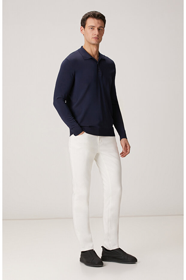 Lacivert Polo Yaka Kazak - 3