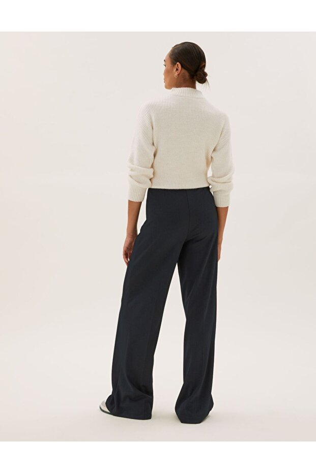 Wide Leg Örme Pantolon - 4