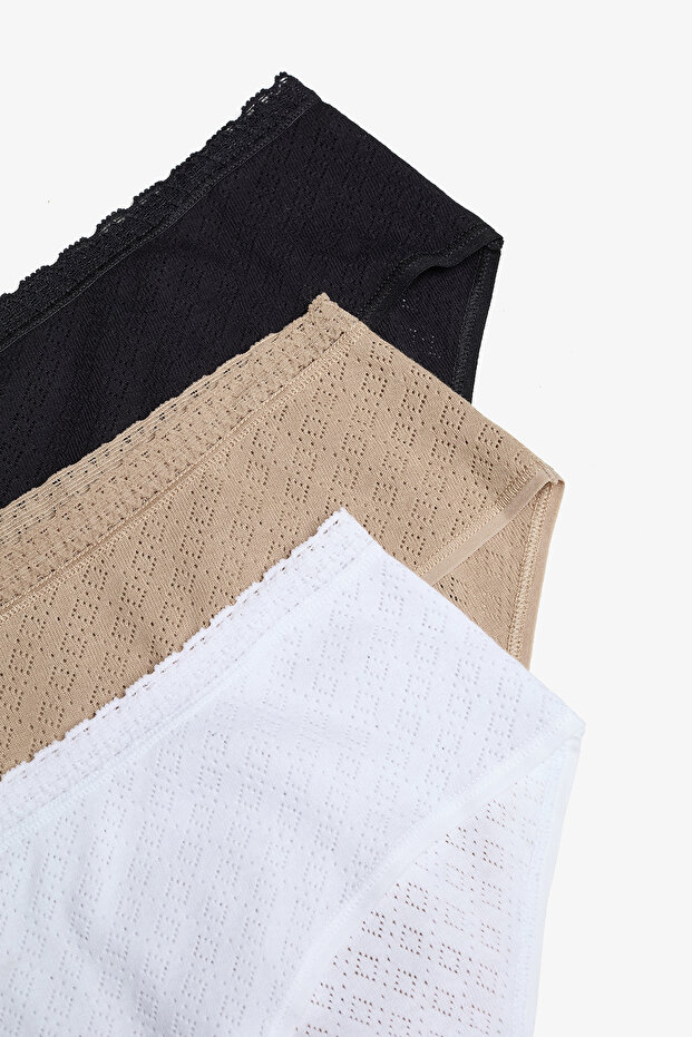 Soft Pointel Basic 3lü Çok Renkli Hipster Külot - 5