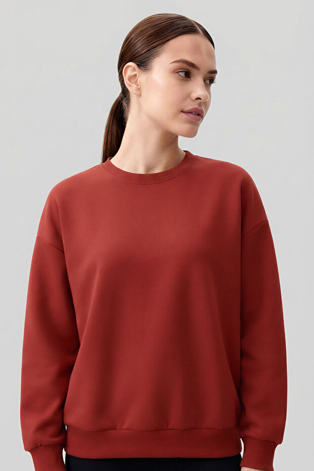 Fiesta Basic O Yaka Oversize Kadın Sweatshirt - 97053 - 1