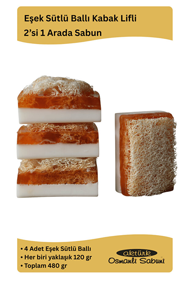 Donkey Milk & Honey Pumpkin Fiber Handmade Soap 4 Pieces