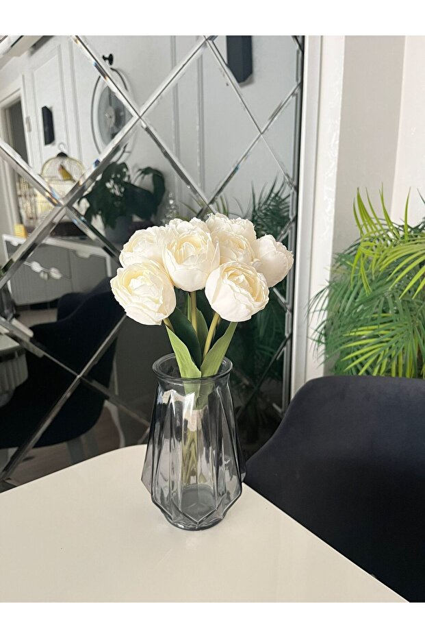 MODA CrossWellHome Yapay Çiçek Şakayık Buketi 8’li - Beyaz Ev Dekoru Vazoluk Canlı Görünüm