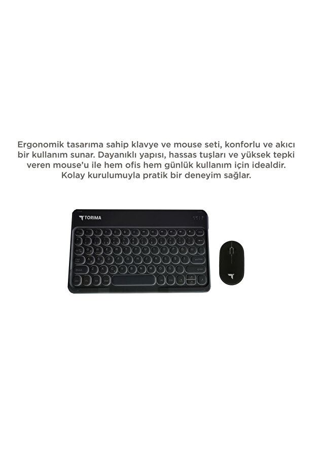 TMK-08 Siyah Kablosuz Bluetooth Klavye Mouse Seti - 3