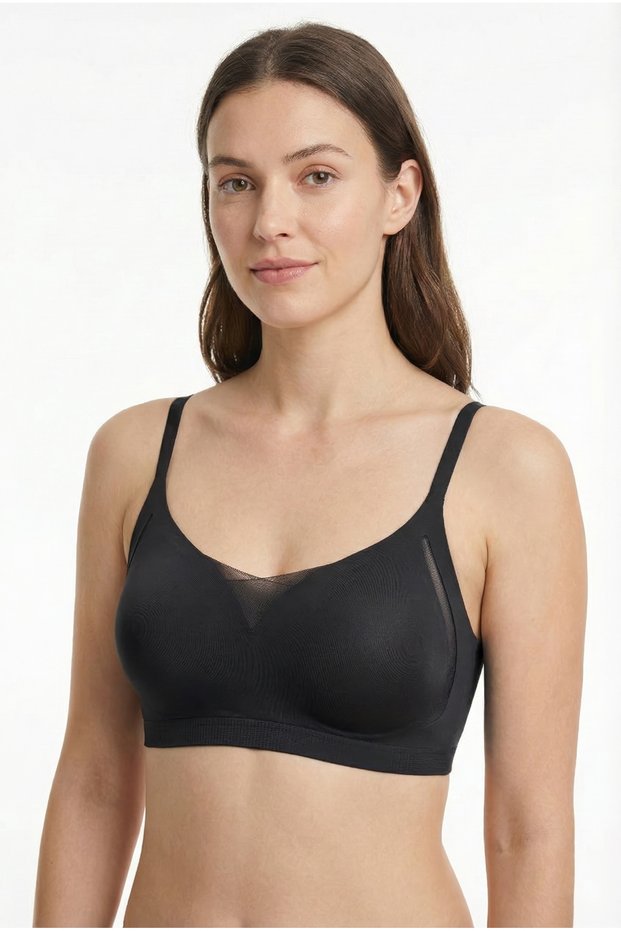 Women's Stitch-Free Laser Cut Tulle Detailed Removable Padded Wire Free Comfort Bra Bralet