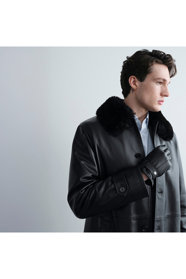 Siyah Tokalı Erkek Deri Eldiven - 1