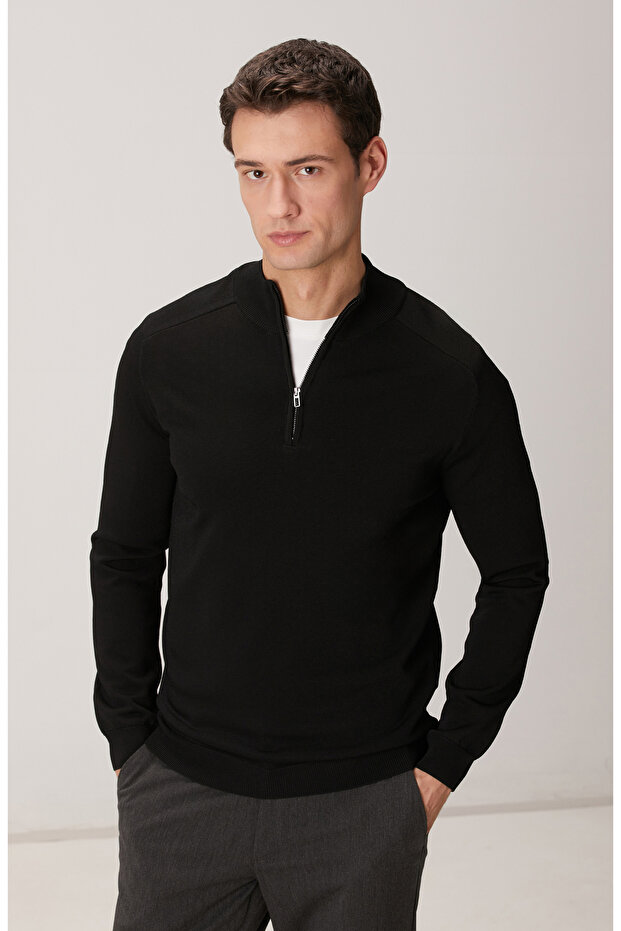 Siyah Fermuarlı Kazak - 2