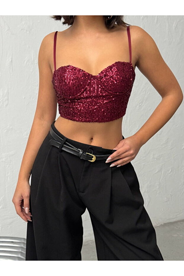 Kadın Payetli Büstiyer - 2