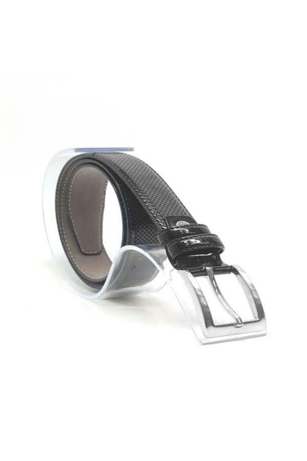 Black Classic Metal Buckle Patent Leather Boy's Belt