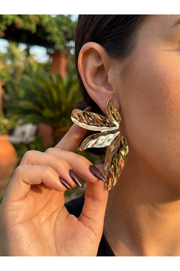Bloom Split Gold Steel Earrings