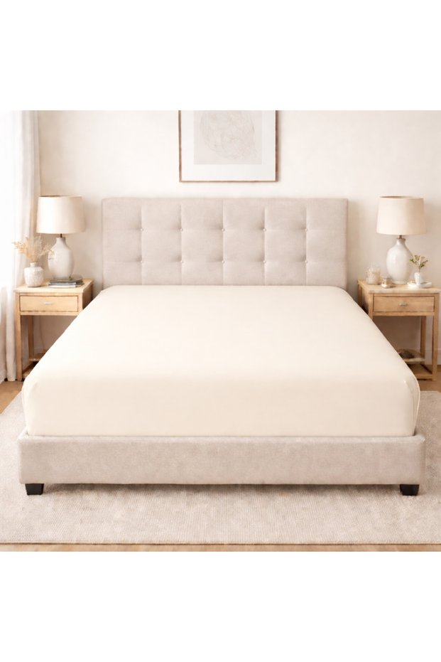 Cream Colored Cotton Combed Cotton Fabric Single/Double Fitted Elastic Sheet