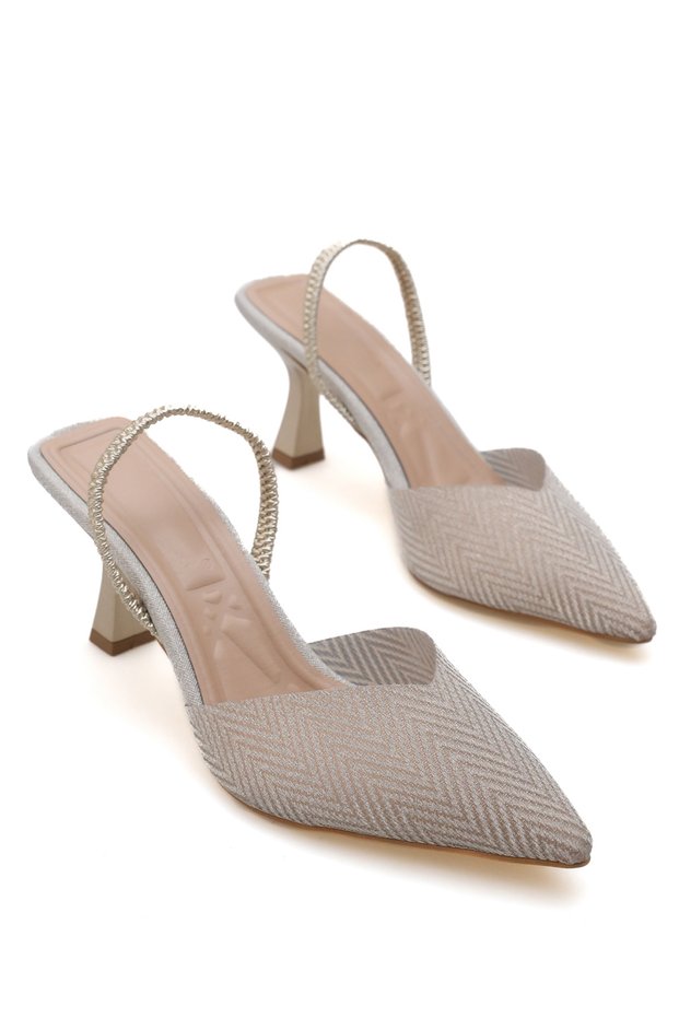 Sely Women's Silvery Transparent Heeled Shoes A003-K1442